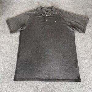 Primo Henley Band Collar Shirt Men XL Gray Grant Horvat Short Sleeve Golf Casual